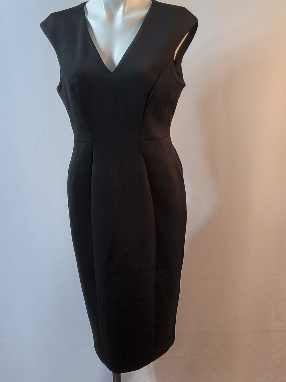 Calvin Klein Classic Black V-Neck Sheath Dress Size 12.